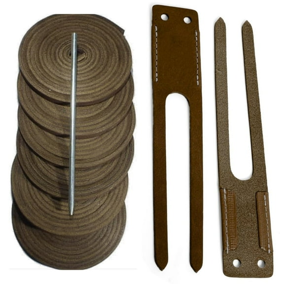 TOFL Baseball Glove Lace Kit | 6 Leather Glove Laces, a Lacing Needle, Set of Thumb & Pinky Straps | Heavy Duty Cowhide for Baseball & Softball Glove Relacing Kit | Medium Brown