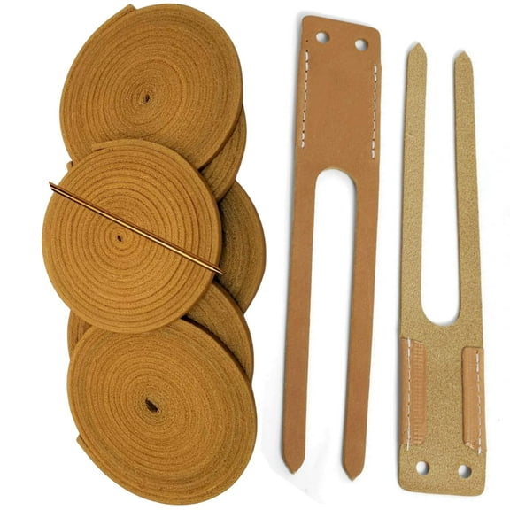 TOFL Baseball Glove Lace Kit | 6 Leather Glove Laces, a Lacing Needle, Set of Thumb & Pinky Straps | Heavy Duty Cowhide for Baseball & Softball Glove Relacing Kit | Tan