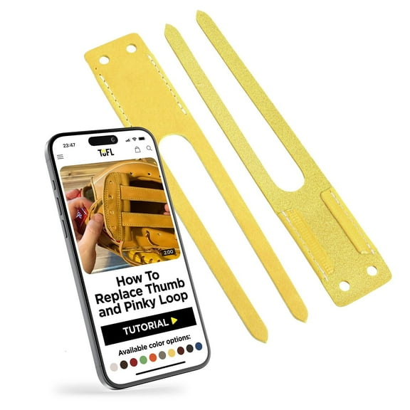 TOFL Baseball Glove Thumb and Pinky Replacement Leather Loops | Durable Laces for Baseball Gloves, Softball Mitts for Adult and Kids | Glove Loop Baseball Repair for Men, Women | Yellow