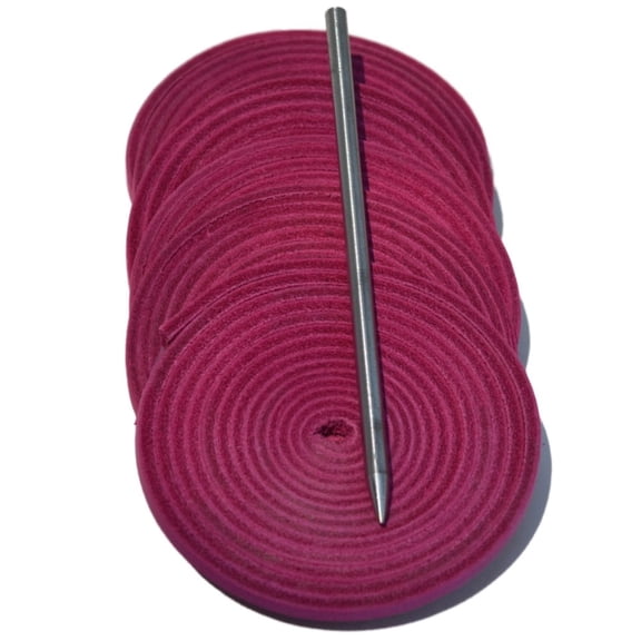 TOFL Baseball Glove Lace Repair Kit with 6 Leather Laces and Lacing Needle Pink