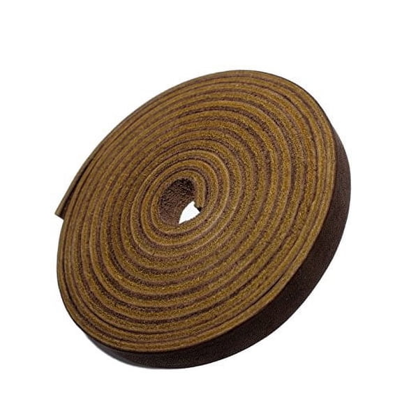 TOFL Genuine Top-Grain Leather Strap | 72 Inches Long | 3/8 Inch Wide | 1/8 Inch Thick (7-8 oz) | 1 Leather Strip for DIY Arts & Craft Projects, Clothing, Jewelry, Wrapping | Brown