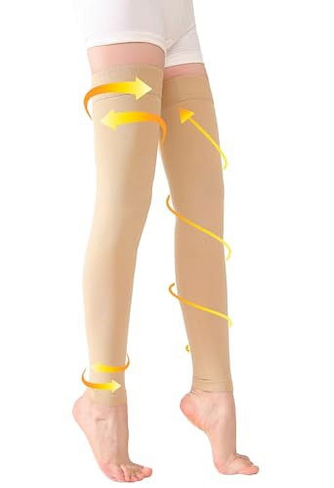 TOFLYÂ® Medical Thigh High Compression Socks Footless for Women & Men, Opaque Support Hose, 15