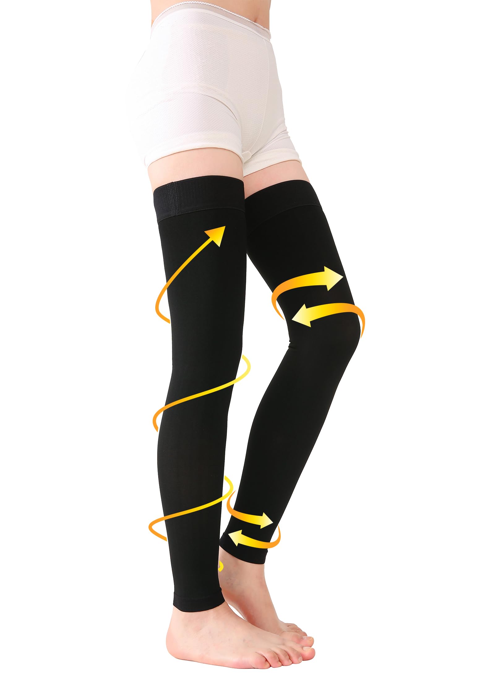 TOFLYÂ® Medical Thigh High Compression Stockings Footless for Women & Men, Opaque Support Hose