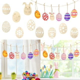 New Easter DIY Easter Basket Filler Personalization Kit Easter for Kids  Easter Crafts Wooden Ornaments Easter Ornaments Unfinished Wooden Eggs 