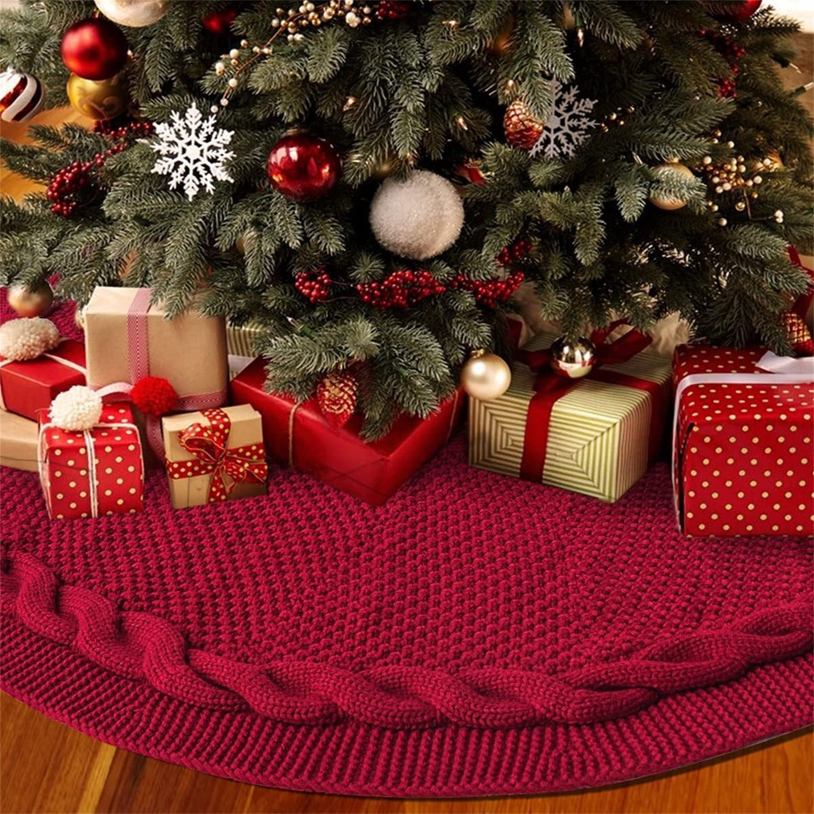 TOFOTL 24 Inch Solid Color Christmas Tree Skirts, Christmas Knit Tree