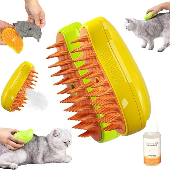 TOFOTL 2PC Pet Steam Brush, Mutifunctional Steamy Brush, 3 In1 Cat Steamy Brush, Self Cleaning Steam Cat Brush, Cats and Dogs HairBrush