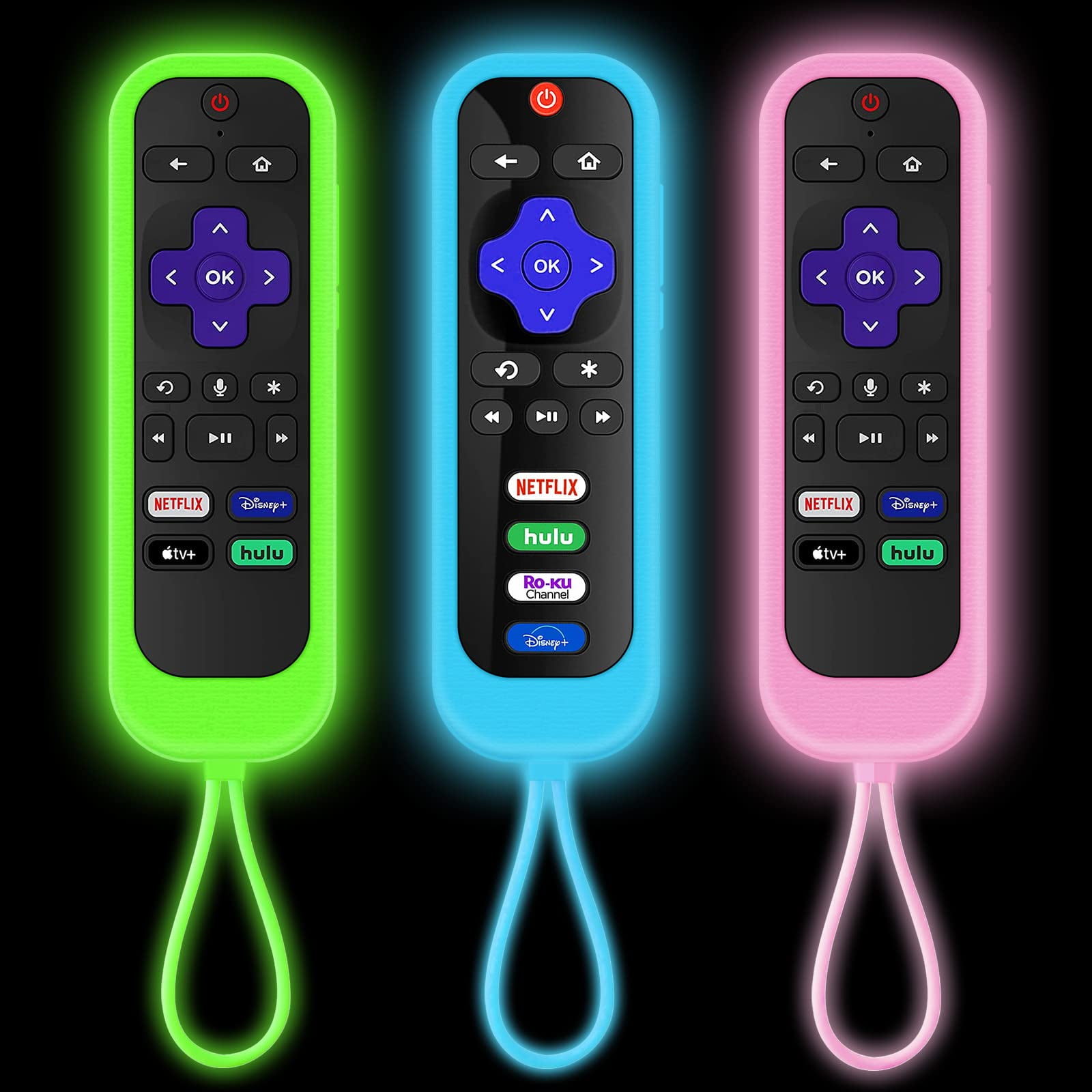 TOFOTL 3Pcs Glow in the Dark Roku Remote Covers, Functional with TCL