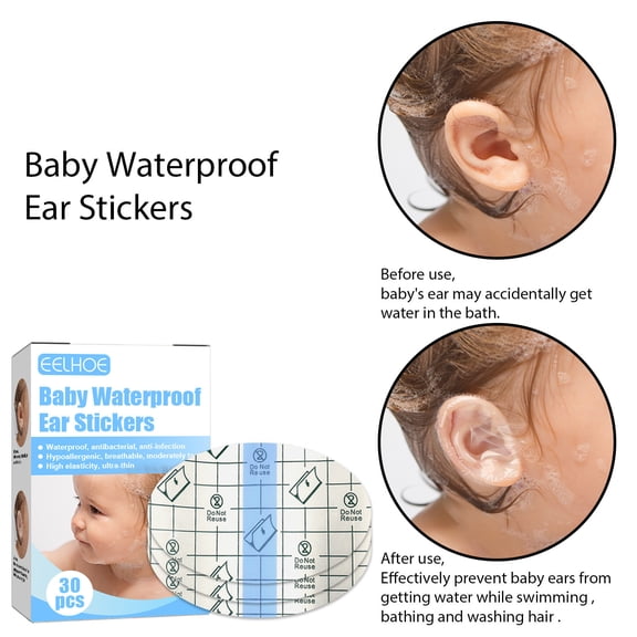TOFOTL 60pcs Ear Covers For Shower,Disposable Baby Waterproof Ear Water Protection Covers Caps Ear Stickers For Swimming Bathing Showering Surfing,Enrich Tiny Home