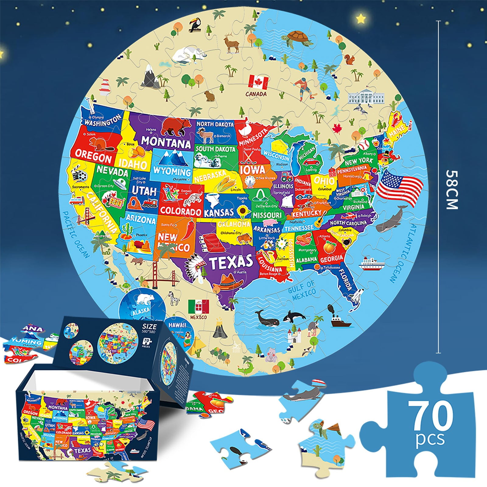 TOFOTL 70 Pieces American Map Jigsaw Puzzle For Kids American Large TOFOTL 70 Pieces American Map Jigsaw Puzzle Kids Large Round Floor Puzzles Geography Games Educational Learning Toys Boys Girls B2287e37 8bd0 4da3 A478 69d82530e521.60972025b64223736aad5136c28aaf0f 
