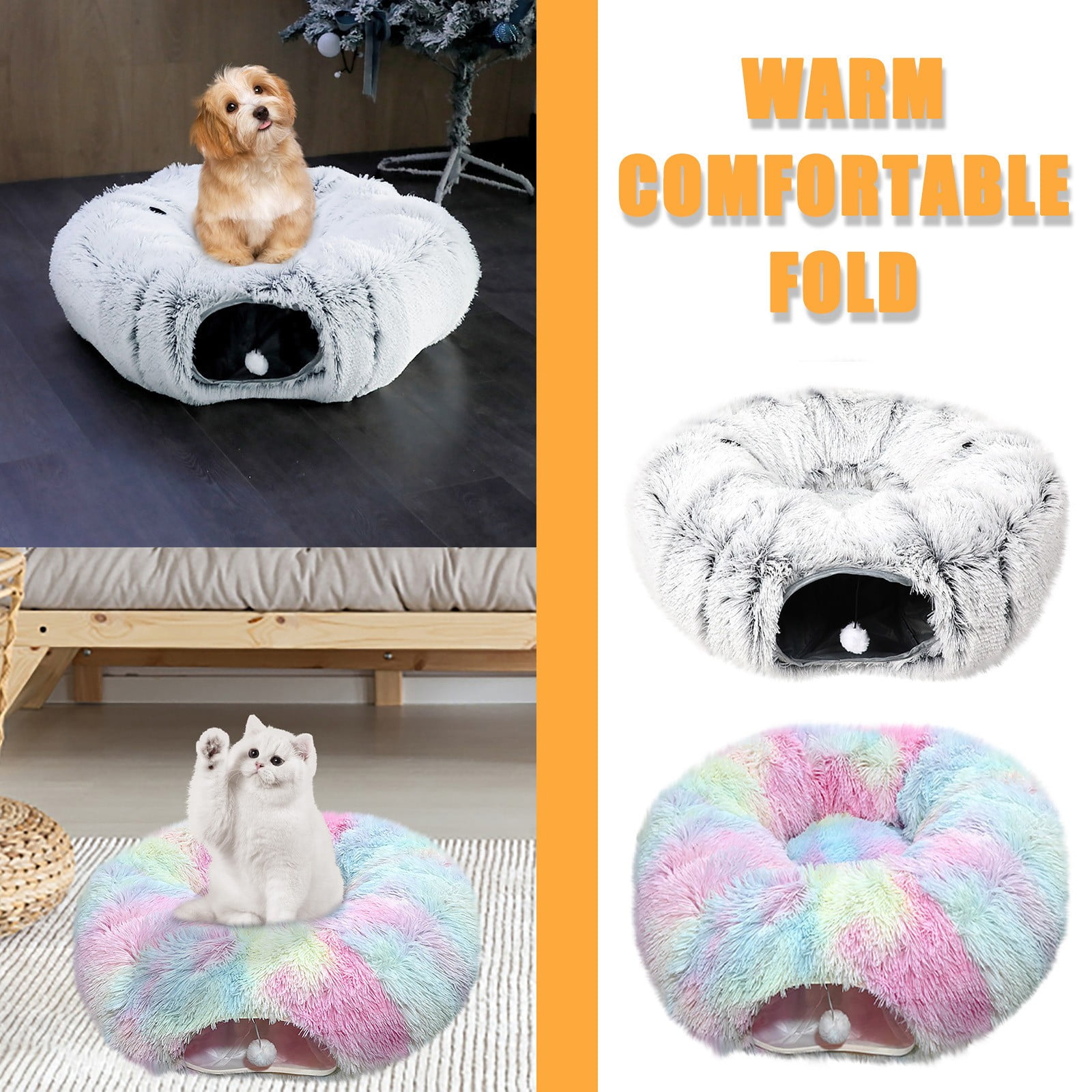 TOFOTL Cat Tunnel Bed, Peekaboo Cat Cave, Cat Tunnels for Indoor Cats