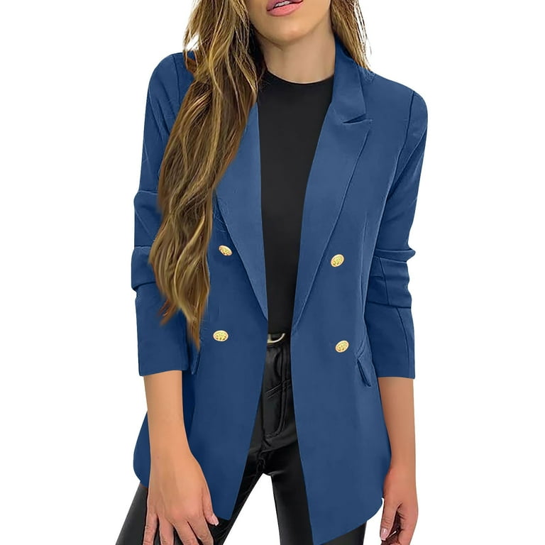 Black Blue Velvet Blazer Women 2024 Spring Autumn Long Sleeve Business Suit  Jacket Formal Double Breasted Blazers Coats Big Size