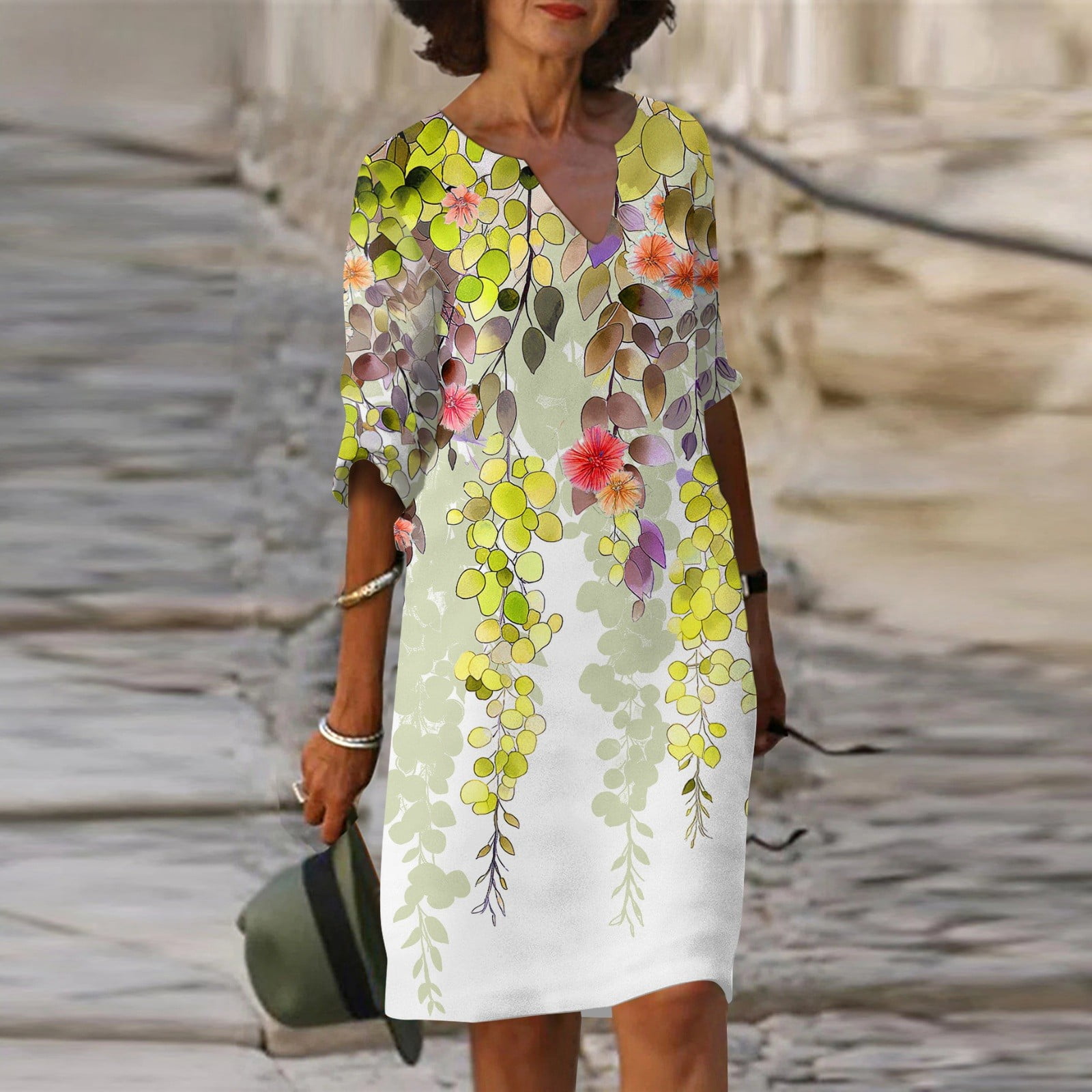 TOFOTL Women's Summer Dresses Short Sleeve Printed V-neck Women Dress ...
