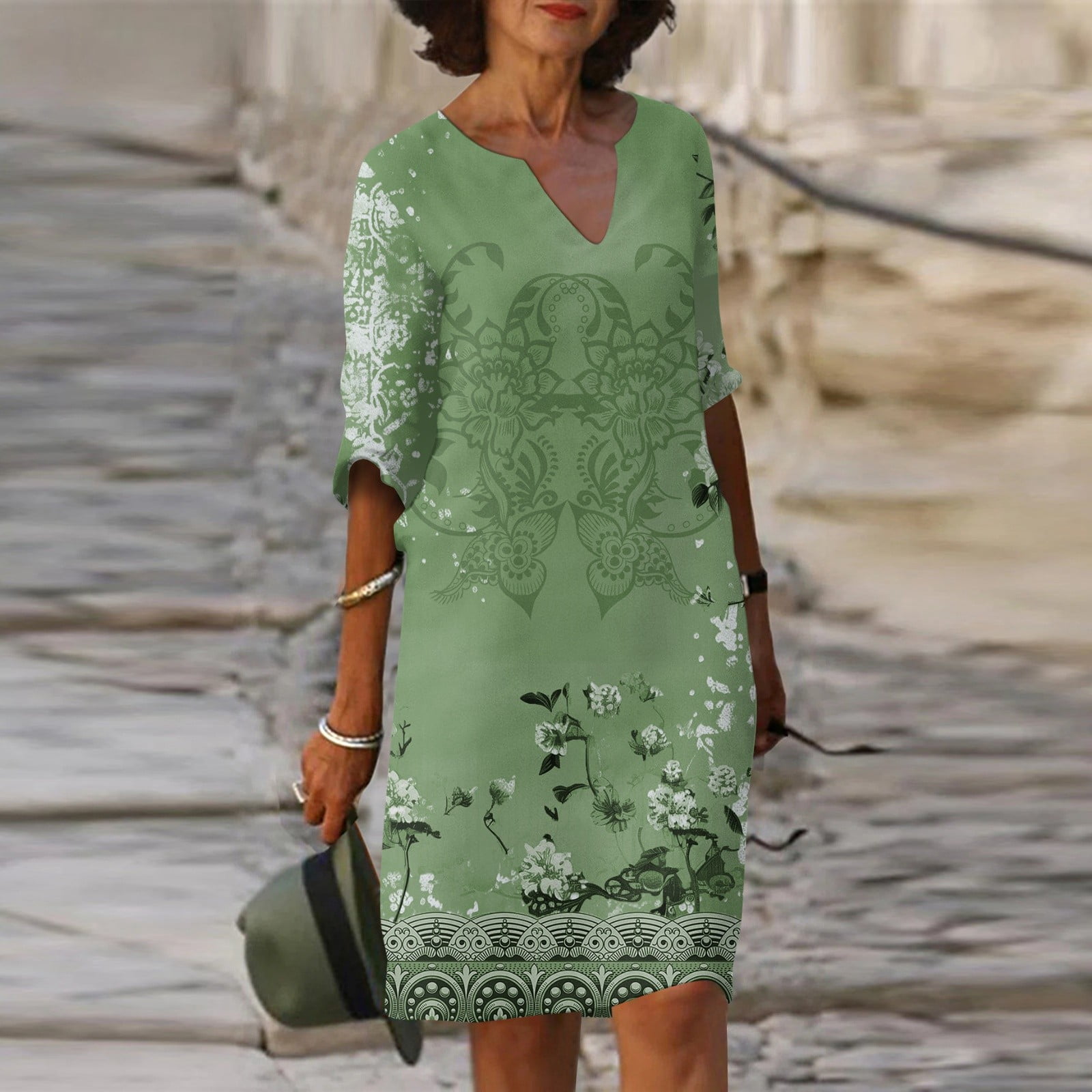 TOFOTL Women's Summer Dresses Short Sleeve Printed V-neck Women Dress ...