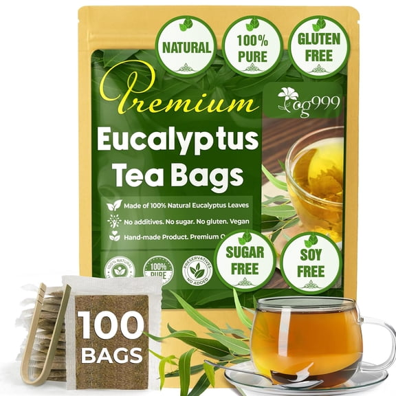 TOG999, Premium 100 Eucalyptus Leaf Tea Bags, 100% Natural & Pure. Loose Leaf Herbal Tea. No Sugar, No Caffeine, No Gluten, Vegan.