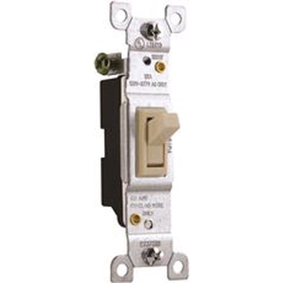 Preferred Industries 2499632 Single Pole Toggle Switch, 120-277 Volts, 15 Amp, Ivory, 10 Per Pack