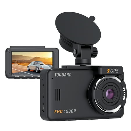 TOGUARD 1080P Dash Cam GPS,1080P Car Camera, Dash Camera with 3" LCD Screen, 170° Wide Angle, WDR, Night Vision, Parking Mode, G-Sensor, Black