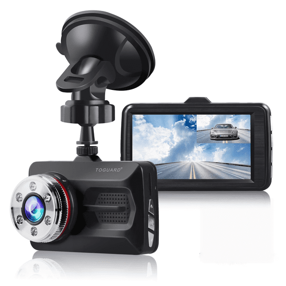 TOGUARD Dashcam 1080P Front Dash Cam, 170° Wide Angle, 3” Screen, Night Vision, WDR, G-Sensor, Parking Monitor, Loop Recording