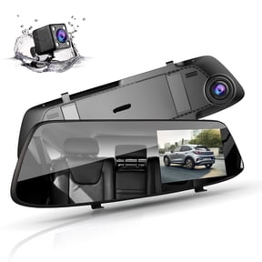 TOGUARD 4.3" Mirror Dash Cam 720P Dual Front and Rear with Touchscreen, 170 Wide Angle, Night Vision, G-Sensor, Loop Recording, 32.8ft Cable for SUV/Truck