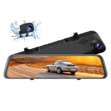 TOGUARD 2.5K Mirror Dash Cam for Car, Dual Dash Camera Front and Rear 10" Full Touch Screen, Rear View Mirror Camera, 1080P Waterproof Backup Camera, Parking Assist, Loop Recording, G-Sensor