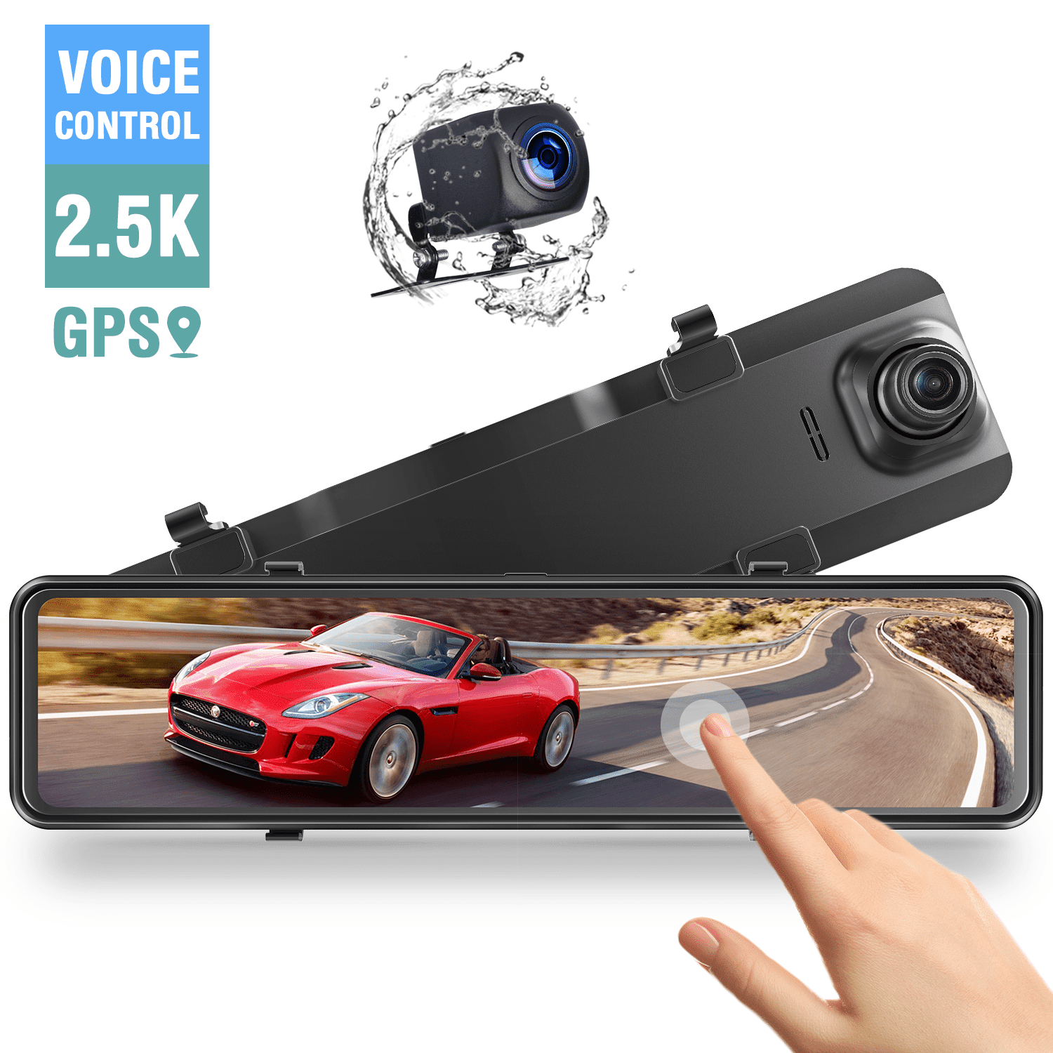 TOGUARD 2.5K Mirror Dash Cam, Dual Dash Camera Front and Rear 10" Full Touch Screen, Rear View