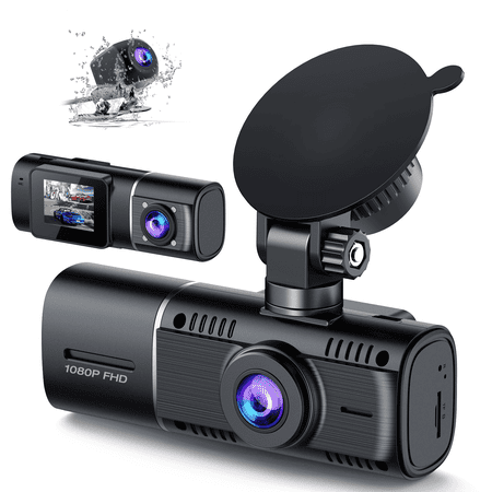 TOGUARD 3 Channel Car Camera Dash Cam Front and Rear Inside with IR Night Vision 1080P Dash Camera Three Way Triple Parking Monitor Motion Detection Accident Lock