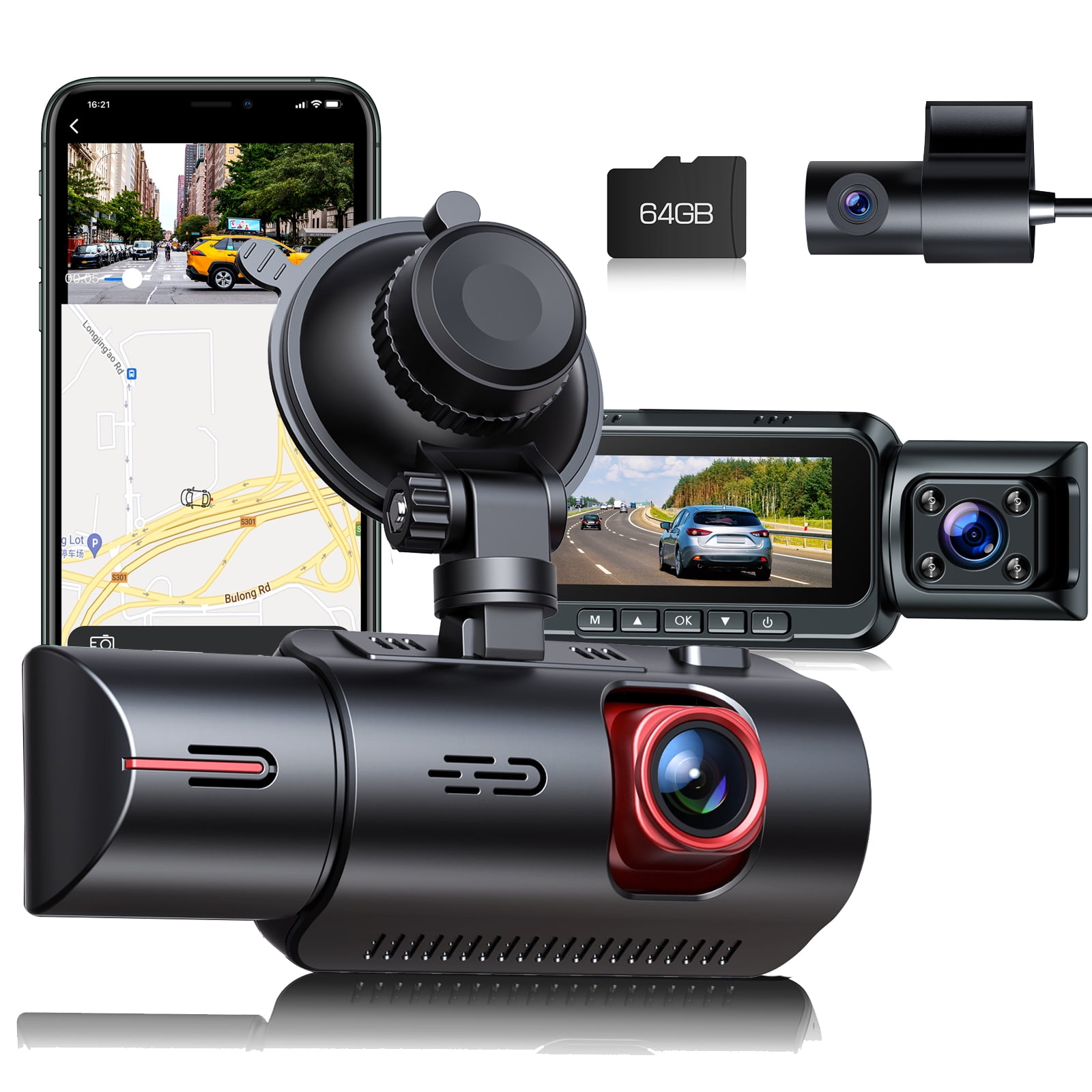 Dash Cam Front and Rear 4K Dash Cam Dash Camera for Cars Front 4K/2K Rear  1080P Built-in GPS with WiFi 3 IPS Display WDR Parking Mode, G-Sensor,  Loop