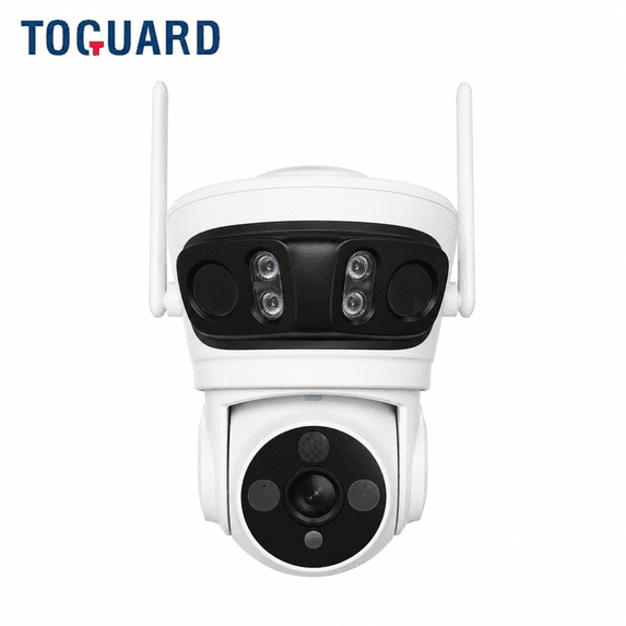 TOGUARD 4G LTE Cellular Solar Security Camera 9000mAh 6MP Triple Lens 360° View No WiFi Needed Outdoor Camera with Color Night Vision 2-Way Audio