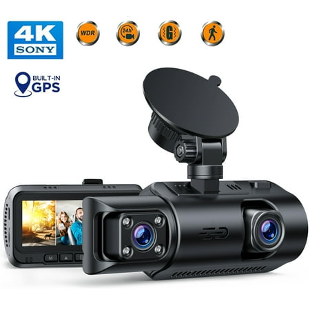 TOGUARD 4K Dual Dash Cam Front and Inside with GPS Car Camera IR Night Vision Interior Dash Camera, 3.2" IPS Dash Car w/Parking Mode, G-Sensor, Screensaver