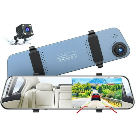 TOGUARD Backup Camera 5" LCD Mirror Dash Cam Rear View Mirror Camera Ultra-Thin Touch Screen Full HD 1080P Dash Cam Front and Rear Dual Lens with Waterproof Rear Camera