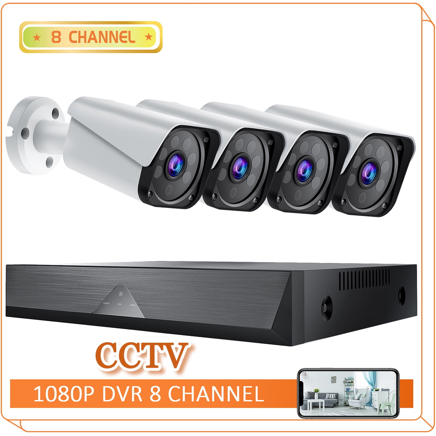 TOGUARD CCTV Camera Security System 1080P Stable Wired Security