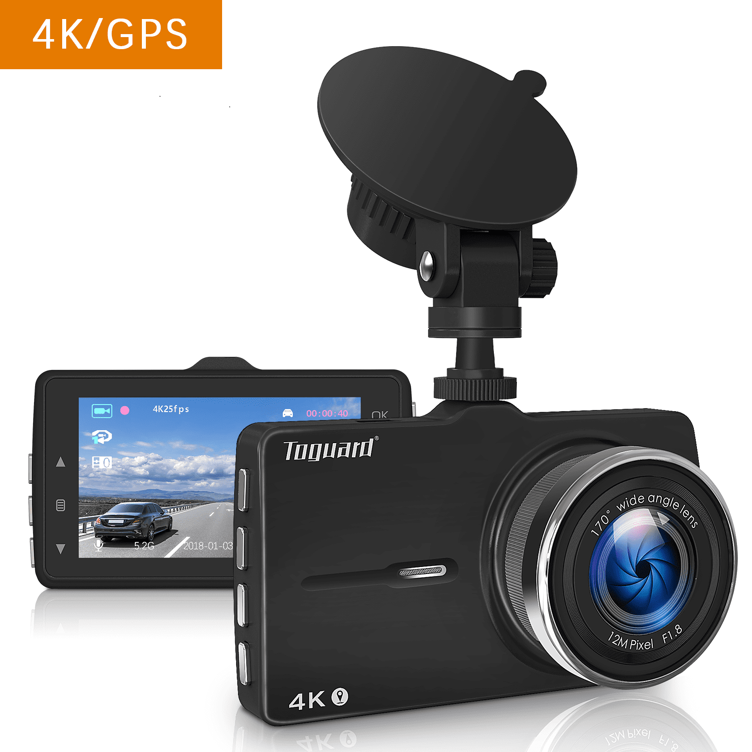 TOGUARD Dash Cam,4K Dash Camera 3-inch LCD Display,Car Camera with WDR ...