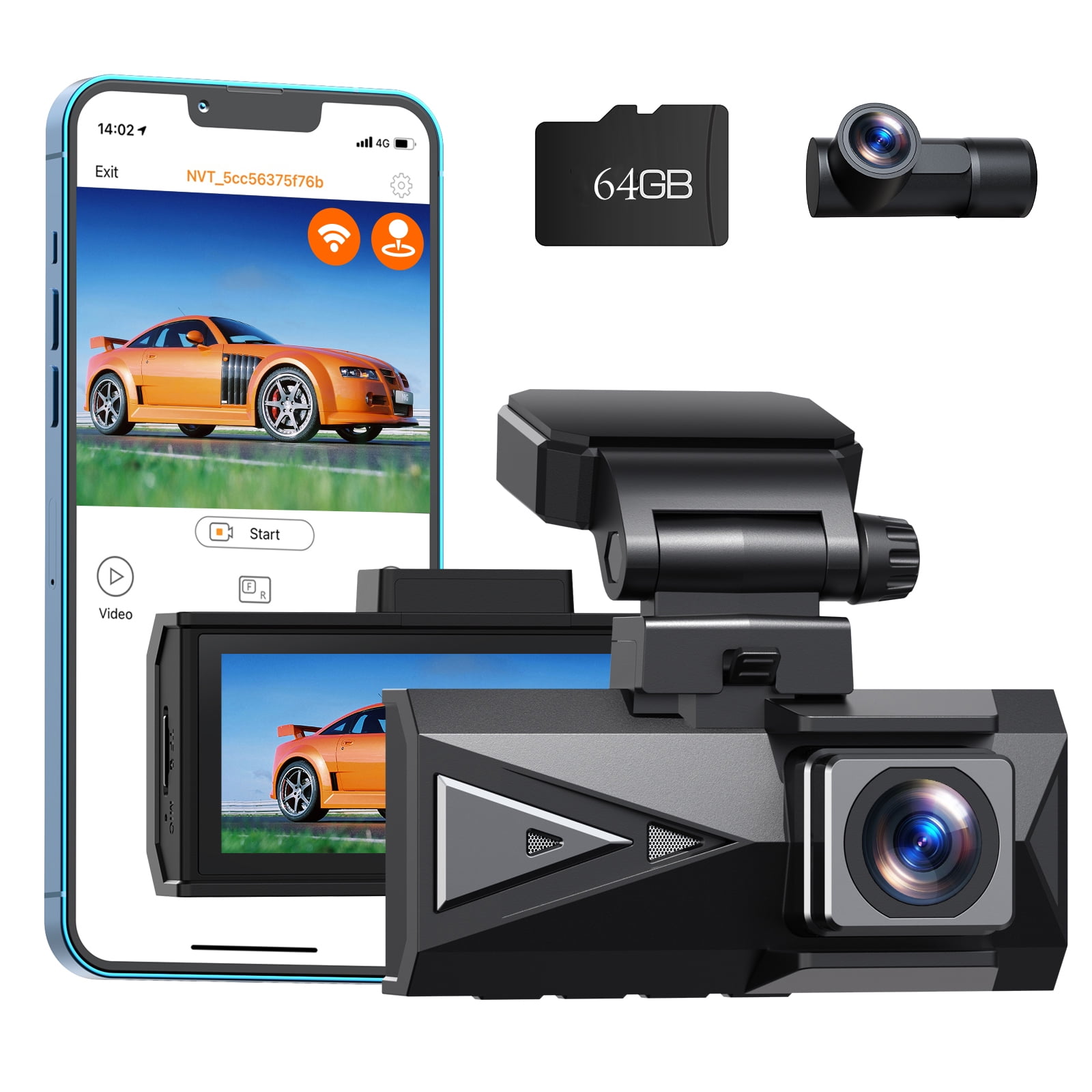 TOGUARD Caméra voiture Dual Dashcam double 1080P +1080 avec Vision