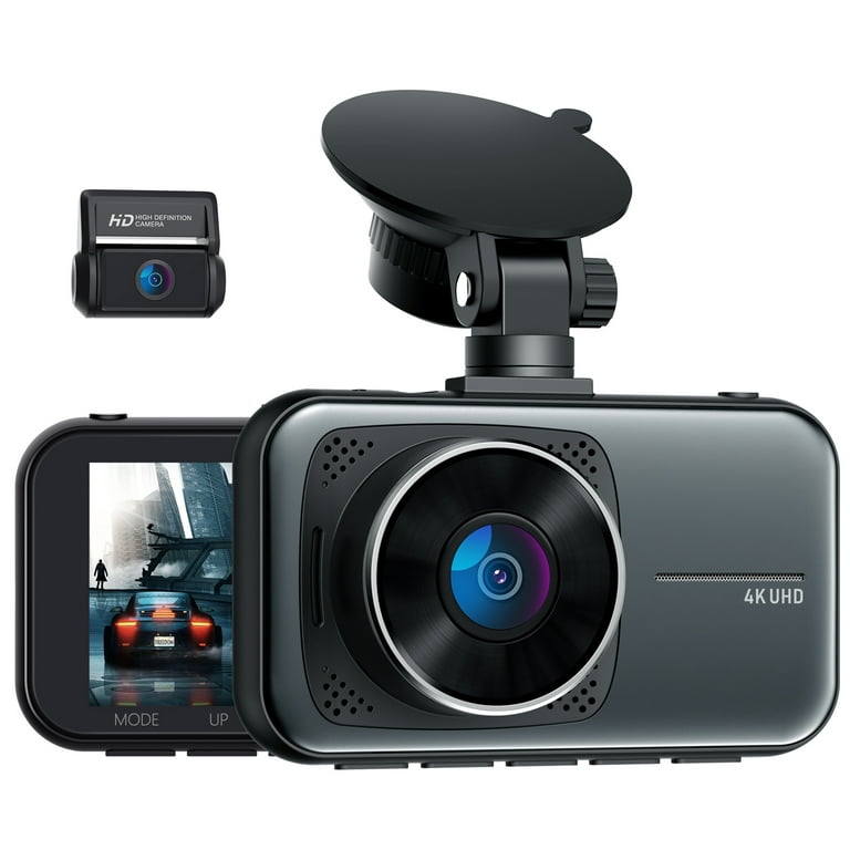 Toguard Dash Cam UHD 4K Front and FHD 1080P Rear, Dual Dash Camera DVR Car Camera WDR, Black