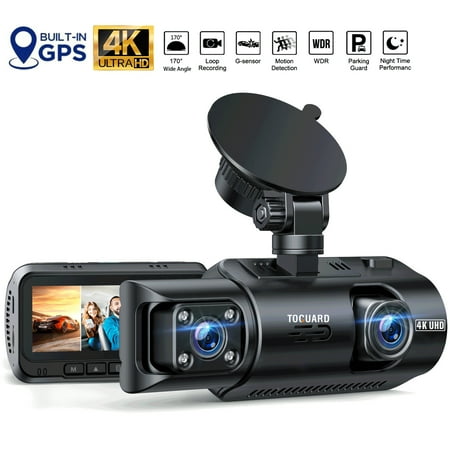 TOGUARD Dual Dash Cam Front and Inside 4K Dash Camera 3" LCD Screen Car Camera with IR Night Vision Parking Monitor, G-Sensor, Loop Recording