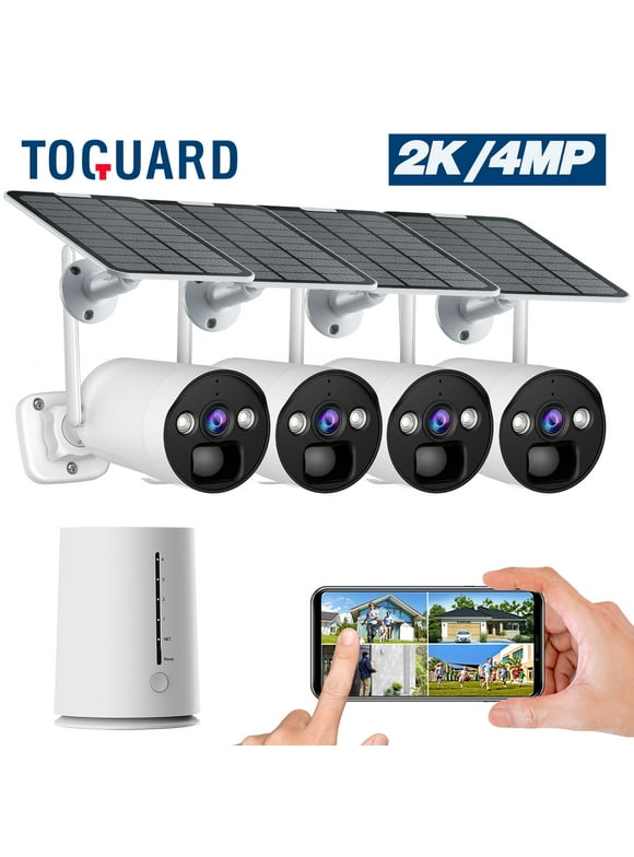 TOGUARD SC08 2K/4MP Solar Wireless Security Camera System Outdoor Battery WiFi Bullet Surveillance Camera Wireless Connector
