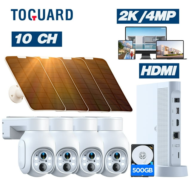 TOGUARD SC23 10CH 4MP Solar Wireless Security Camera System Outdoor