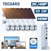 TOGUARD SC23 10CH 4MP Solar Wireless Security Camera System Outdoor Battery WiFi Dome Surveillance Camera NVR HDMI Connector