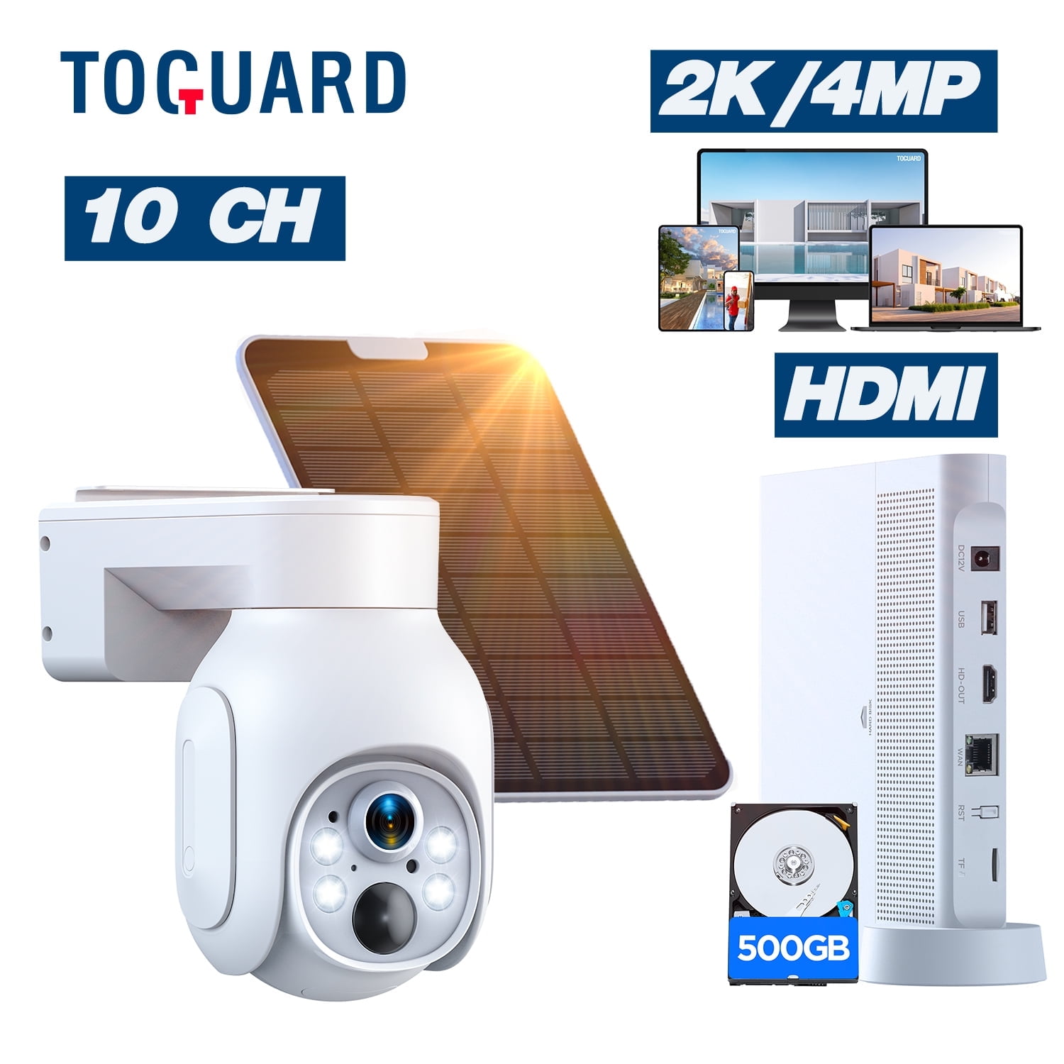 TOGUARD SC23 10CH 4MP Solar Wireless Security Camera System Outdoor ...