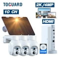 thumbnail image 1 of TOGUARD SC23 10CH 4MP Solar Wireless Security Camera System Outdoor Battery WiFi Dome Surveillance Camera NVR HDMI Connector, 1 of 9