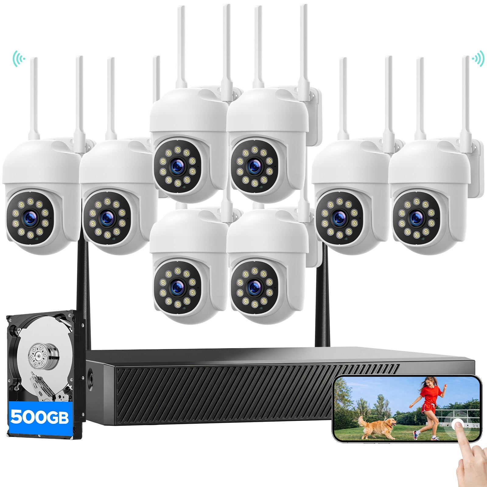 Toguard SC54 16CH Wired Security Camera System CCTV NVR 8Pcs 2MP PTZ Dome Surveillance Cameras HDMI Connector