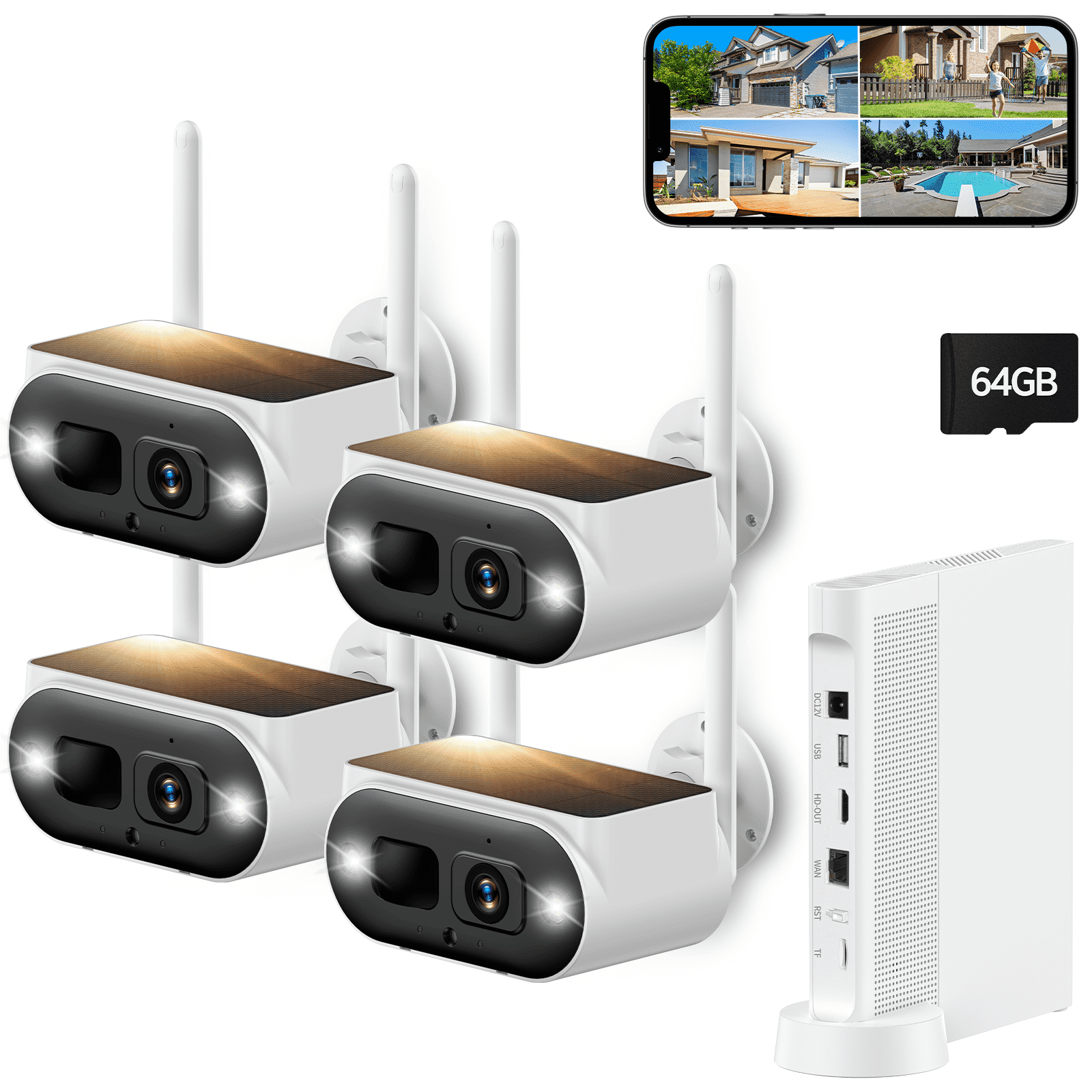 TOGUARD SC51 10CH 4MP Solar Wireless Security Camera System Outdoor with NVR, CCTV Camera Security System HDMI Output