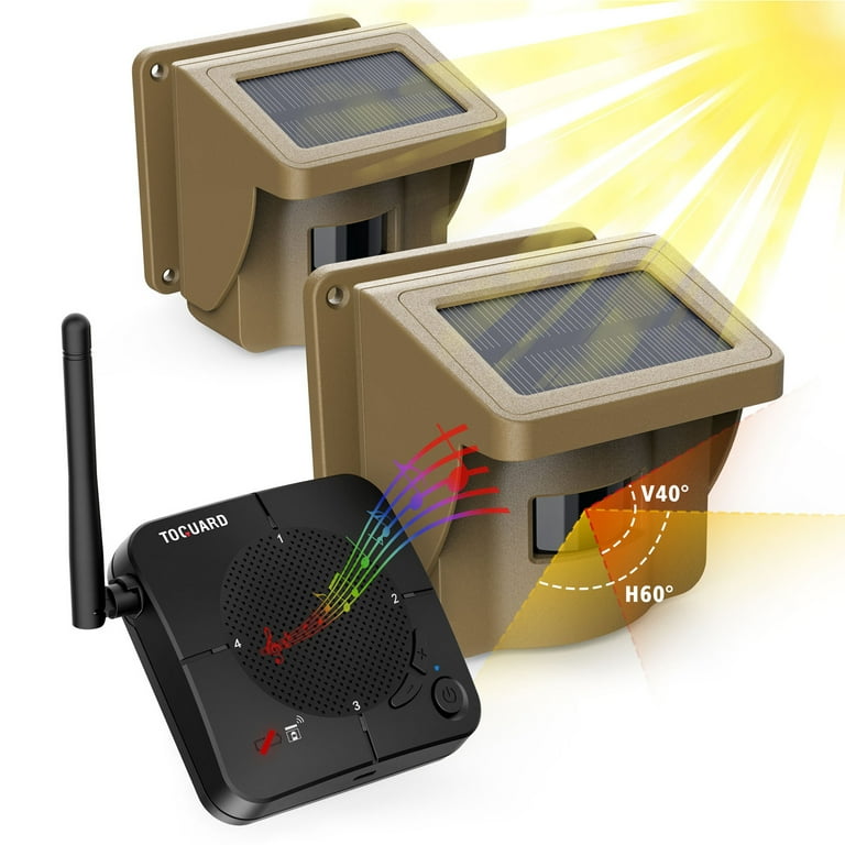 TOGUARD Solar Powered Motion Sensor Alarm, Weatherproof, Outdoor