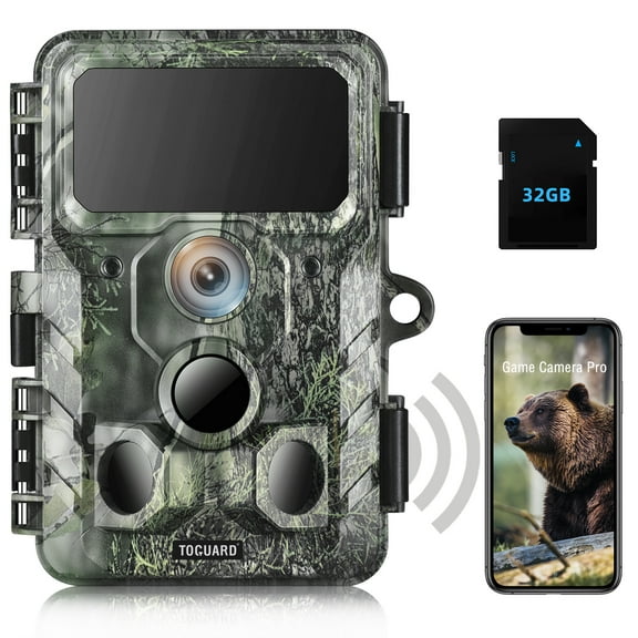 TOGUARD WiFi Trail Camera 4K Native 30MP Hunting Game Camera with Night Vision Motion Activated Waterproof IP66 Deer Cam with SD Card