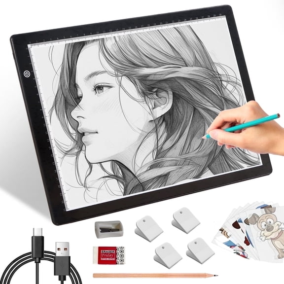 TOHETO A4 Light Pad Light Acrylic Panel Copy Board Tracking Pad for Diamond Painting Sketch Animation Sketching Weeding Vinyl X-ray Viewing