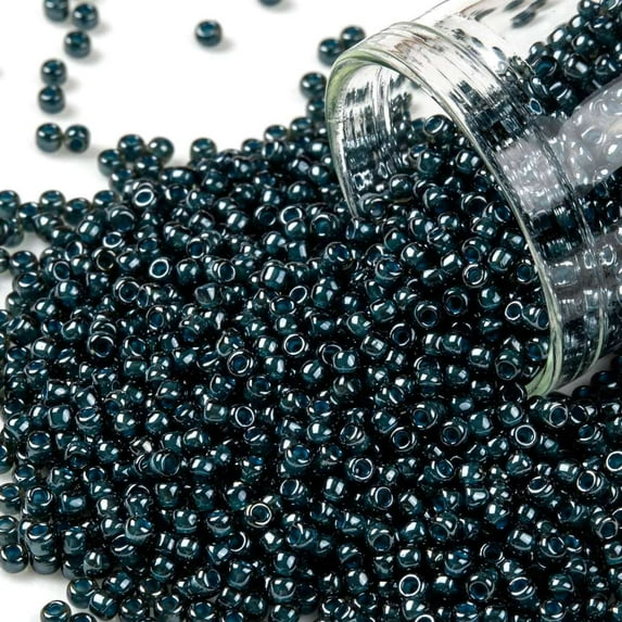 TOHO 11/0 Round Beads Japanese Seed Beads (374) Transparent Luster Emerald Green/ Denim Blue 11/0 2.2mm Hole: 0.8mm 1110pcs/10g