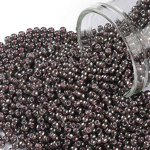 TOHO 11/0 Round Beads Seed Beads (367) Inside Color Luster Black Pink Lined 11/0 2.2mm Hole: 0.8mm 1110pcs/10g
