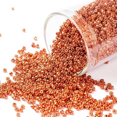 TOHO 15/0 Round Beads Japanese Seed Beads (PF562) Permafinish Opaque Galvanized Saffron 1.5mm Hole: 0.6mm about 3000pcs/10g