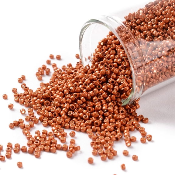 TOHO 15/0 Round Beads Japanese Seed Beads (PF562F) PermaFinish Burnt Orange Metallic Matte 1.5mm Hole: 0.7mm about 3000pcs/bottle 10g/bottle DIY