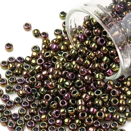 TOHO 8/0 Round Beads Japanese Beads (509) High Metallic Purple/Green Iris 3mm Hole: 1mm about 222pcs/10g