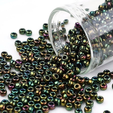 TOHO 8/0 Round Beads Japanese Seed Beads (508) High Metallic Iris Olivine 3mm Hole: 1mm about 222pcs/10g DIY